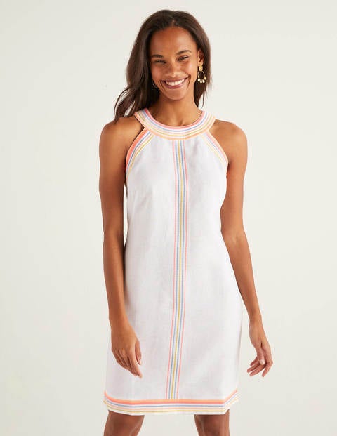 Dollie Embroidered Linen Dress - White Dollie Embroidered Linen Dress - White
