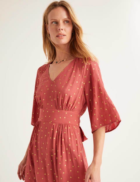 Robe à ceinture Dominique - Rouge, pois Robe à ceinture Dominique - Rouge, pois