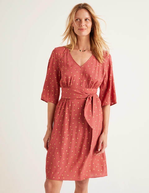 Robe à ceinture Dominique - Rouge, pois Robe à ceinture Dominique - Rouge, pois