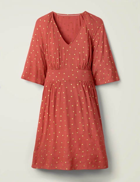 Robe à ceinture Dominique - Rouge, pois Robe à ceinture Dominique - Rouge, pois
