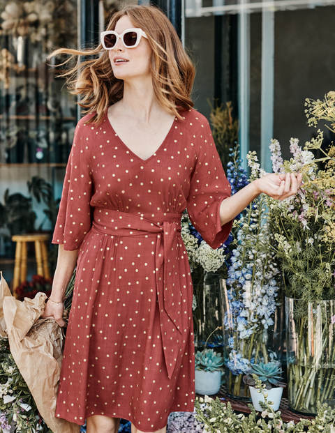 Dominique Belted Dress - Rouge, Polka Spot Dominique Belted Dress - Rouge, Polka Spot