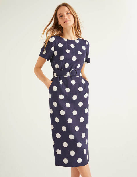 Hazel Belted Linen Dress - French Navy, Brand Spot Hazel Belted Linen Dress - French Navy, Brand Spot