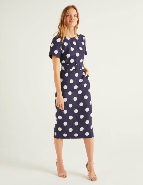 Hazel Belted Linen Dress - French Navy, Brand Spot Hazel Belted Linen Dress - French Navy, Brand Spot