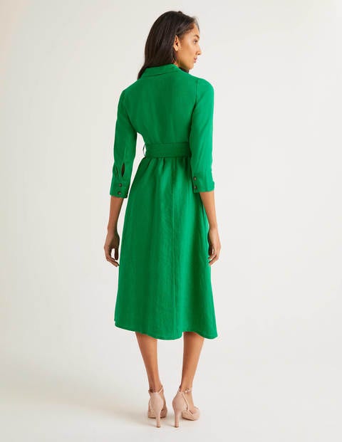 Olivia Linen Shirt Dress - Rich Emerald Olivia Linen Shirt Dress - Rich Emerald