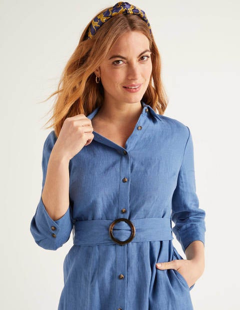 Olivia Linen Shirt Dress - Delave Olivia Linen Shirt Dress - Delave
