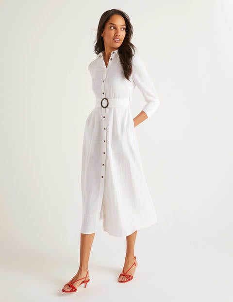 Olivia Linen Shirt Dress - White Olivia Linen Shirt Dress - White