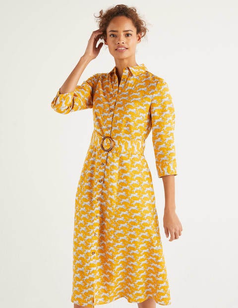 Olivia Linen Shirt Dress - Yellow, Spotted Cheetah Olivia Linen Shirt Dress - Yellow, Spotted Cheetah