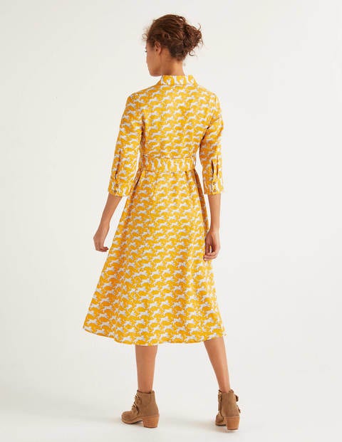 Olivia Linen Shirt Dress - Yellow, Spotted Cheetah Olivia Linen Shirt Dress - Yellow, Spotted Cheetah