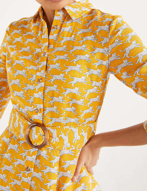 yellow linen shirt dress