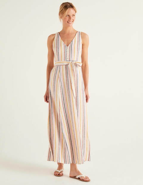 Livia Linen Maxi Dress - Multi Stripe Livia Linen Maxi Dress - Multi Stripe