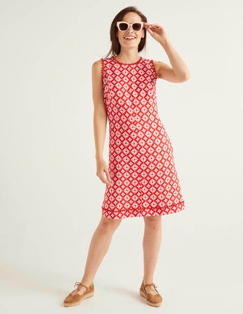 Romaine Linen Dress - Post Box Red, Diamond Drop Romaine Linen Dress - Post Box Red, Diamond Drop