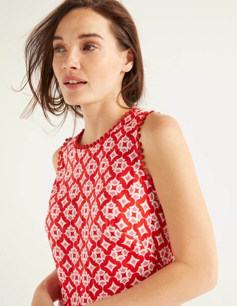Romaine Linen Dress - Post Box Red, Diamond Drop Romaine Linen Dress - Post Box Red, Diamond Drop