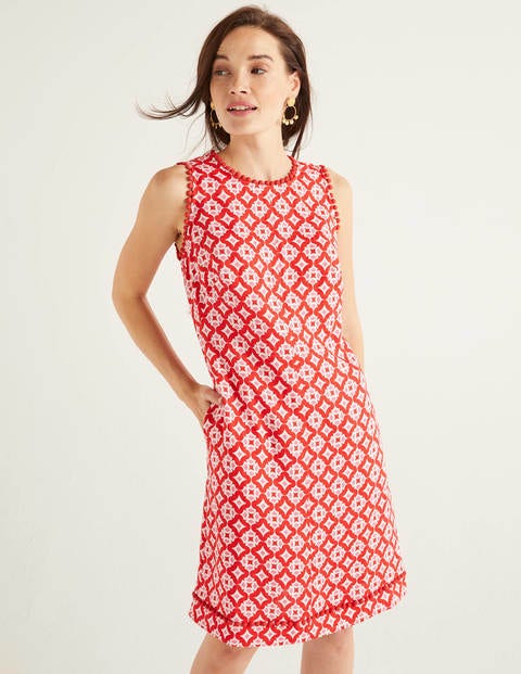 Romaine Linen Dress - Post Box Red, Diamond Drop Romaine Linen Dress - Post Box Red, Diamond Drop