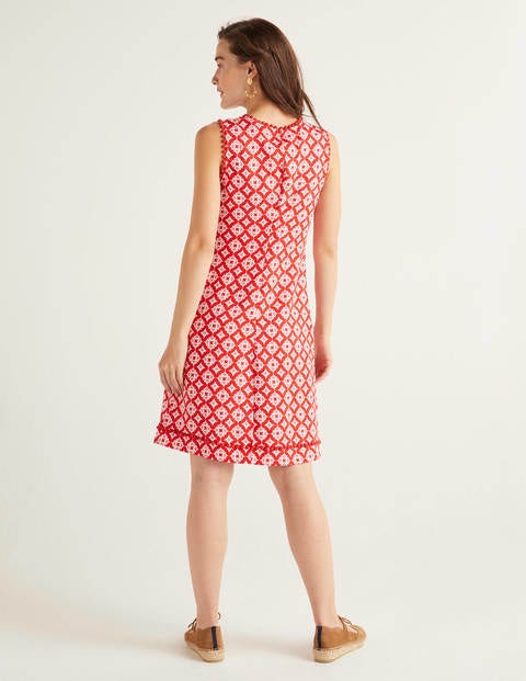 Romaine Linen Dress - Post Box Red, Diamond Drop Romaine Linen Dress - Post Box Red, Diamond Drop