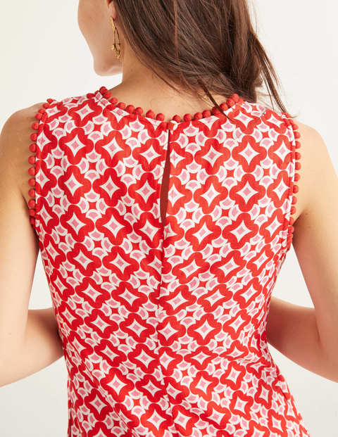 Romaine Linen Dress - Post Box Red, Diamond Drop Romaine Linen Dress - Post Box Red, Diamond Drop