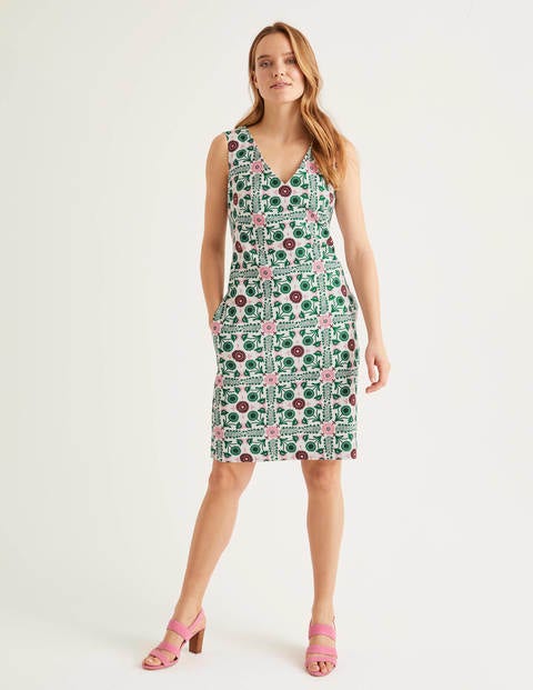 Tatiana Textured Dress - Ivory, Trellis Tile Tatiana Textured Dress - Ivory, Trellis Tile