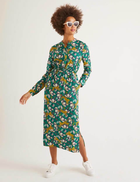 Marina Midi Dress - Forest, Cheetah Bloom Marina Midi Dress - Forest, Cheetah Bloom