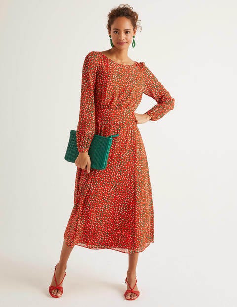 Ingrid Midi Dress - Orange Sunset, Speckle Ingrid Midi Dress - Orange Sunset, Speckle