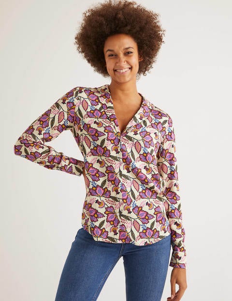 Sierra Blouse - Ivory and Rouge, Jungle Bloom Sierra Blouse - Ivory and Rouge, Jungle Bloom