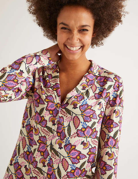 Sierra Blouse - Ivory and Rouge, Jungle Bloom Sierra Blouse - Ivory and Rouge, Jungle Bloom