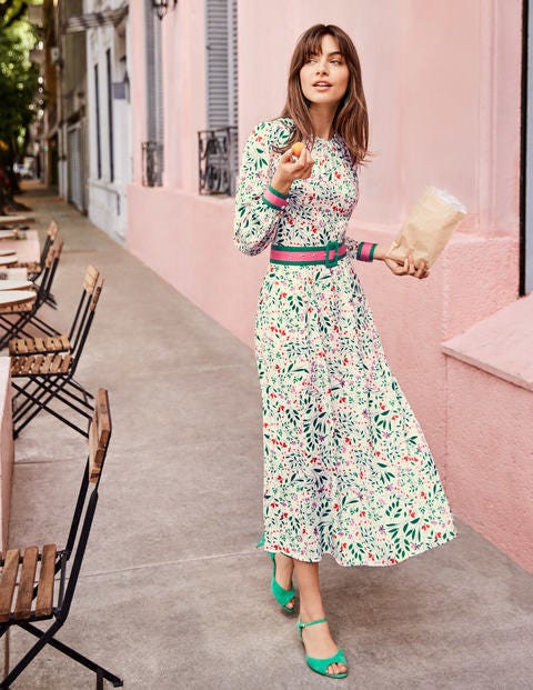 Victoria Midi Dress - Ivory, Garden 