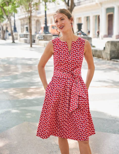 Mischa Belted Dress - Red, Daisy Petals Mischa Belted Dress - Red, Daisy Petals
