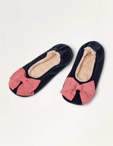 Chaussons cosy à nœud en velours - Navy/Dusty Rose Chaussons cosy à nœud en velours - Navy/Dusty Rose