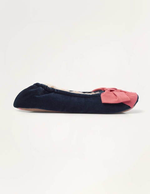 Chaussons cosy à nœud en velours - Navy/Dusty Rose Chaussons cosy à nœud en velours - Navy/Dusty Rose