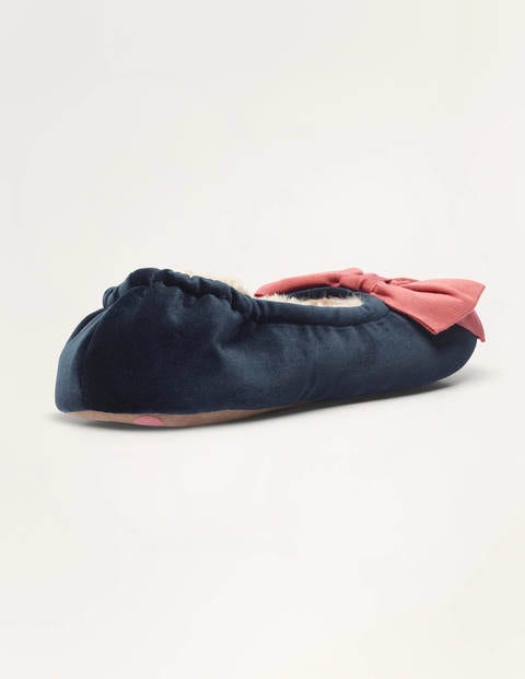 Chaussons cosy à nœud en velours - Navy/Dusty Rose Chaussons cosy à nœud en velours - Navy/Dusty Rose