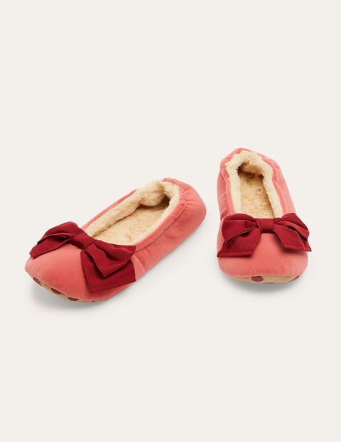 Cosy Velvet Bow Slippers - Dusty Rose/Ruby Ring Cosy Velvet Bow Slippers - Dusty Rose/Ruby Ring