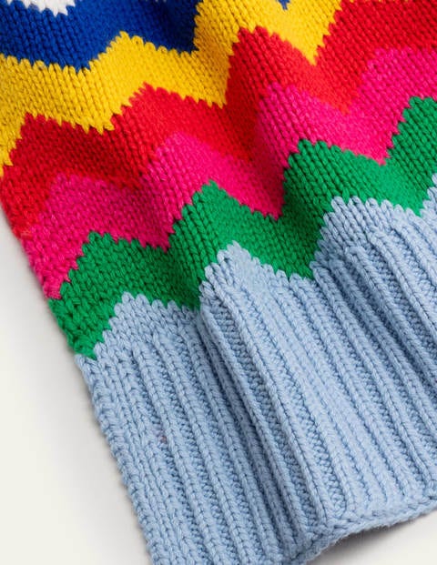 Fair Isle Scarf - Ecru, Rainbow Chevron Fair Isle Scarf - Ecru, Rainbow Chevron