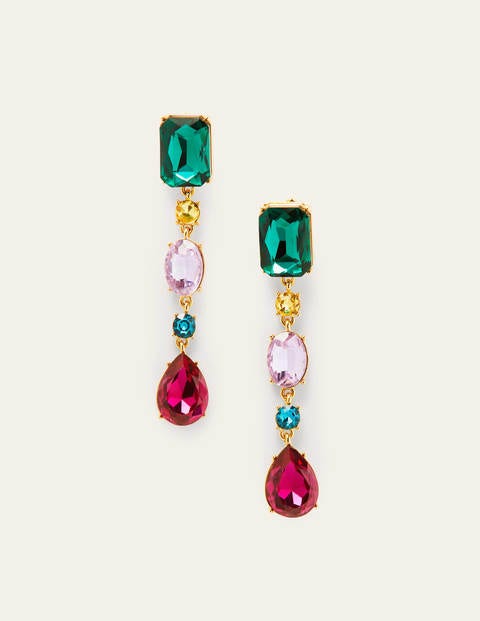 Jewelled Drop Earrings - Multi Jewelled Drop Earrings - Multi