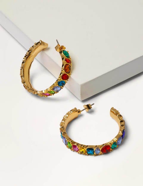 Jewelled Hoop Earrings - Multi Jewelled Hoop Earrings - Multi