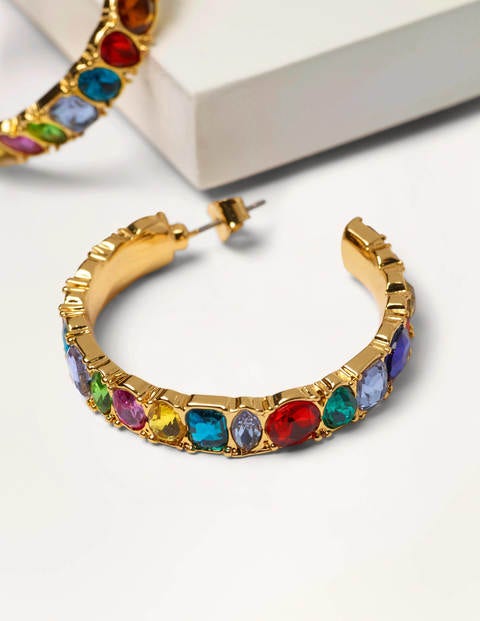 Jewelled Hoop Earrings - Multi Jewelled Hoop Earrings - Multi