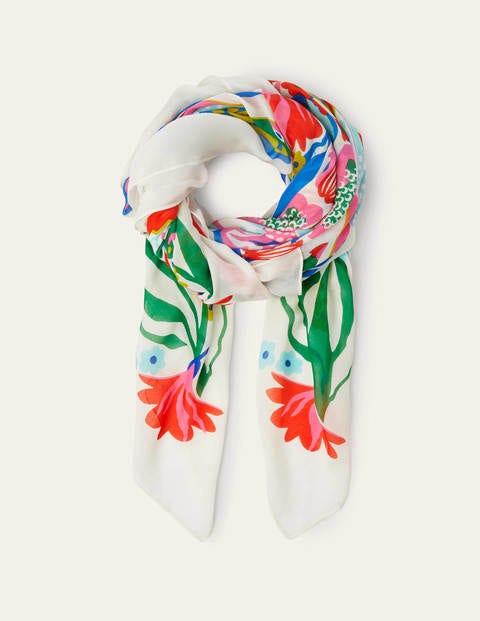 Print Scarf - Ivory, Exotic Escape Print Scarf - Ivory, Exotic Escape