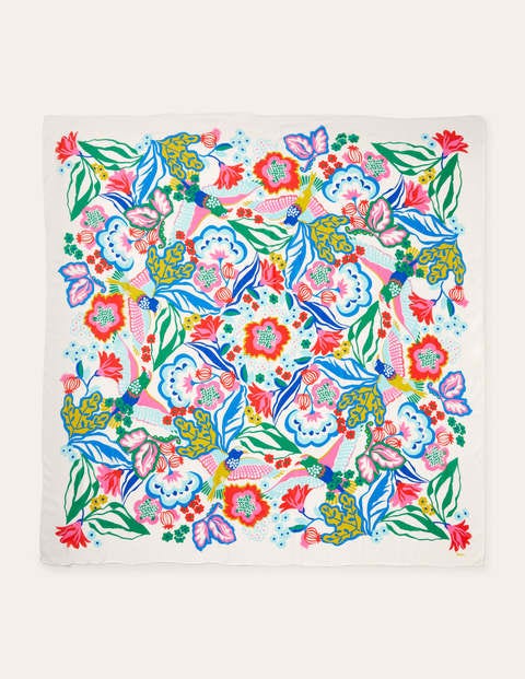 Print Scarf - Ivory, Exotic Escape Print Scarf - Ivory, Exotic Escape