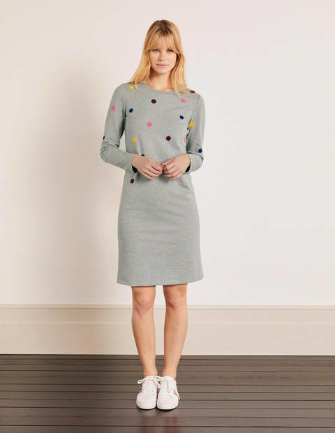 Sweatshirt-Kleid - Grau Meliert, Bouclé-Punkte Sweatshirt-Kleid - Grau Meliert, Bouclé-Punkte