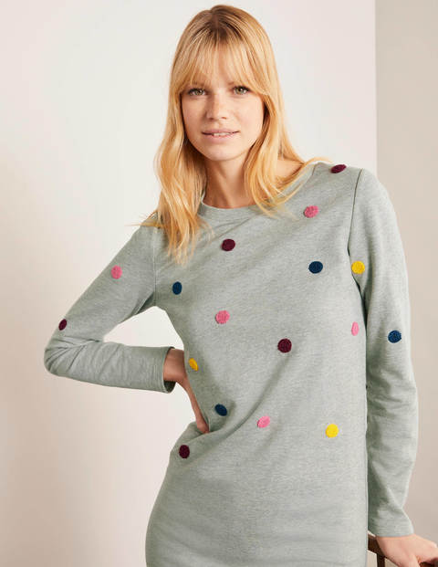 Sweatshirt-Kleid - Grau Meliert, Bouclé-Punkte Sweatshirt-Kleid - Grau Meliert, Bouclé-Punkte