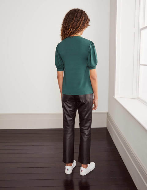 Holly Puff Sleeve Jersey Top - Deep Forest Holly Puff Sleeve Jersey Top - Deep Forest