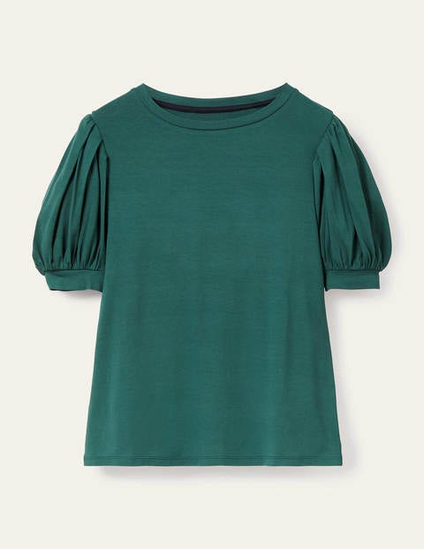 Holly Puff Sleeve Jersey Top - Deep Forest Holly Puff Sleeve Jersey Top - Deep Forest