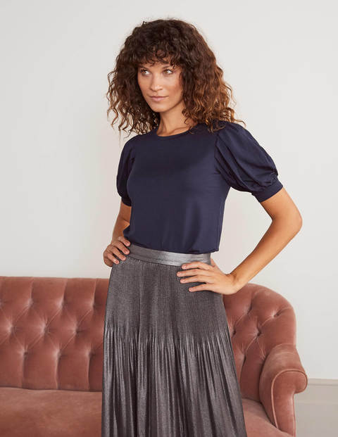 Holly Puff Sleeve Jersey Top - Navy Holly Puff Sleeve Jersey Top - Navy