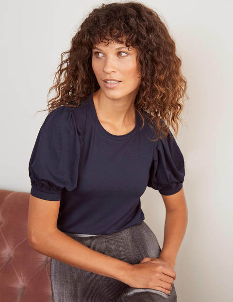 Holly Puff Sleeve Jersey Top - Navy Holly Puff Sleeve Jersey Top - Navy