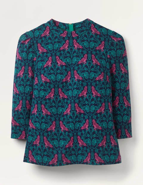 Aria Jersey Jacquard Top - Navy/Wild Meadow, Love Finch Aria Jersey Jacquard Top - Navy/Wild Meadow, Love Finch