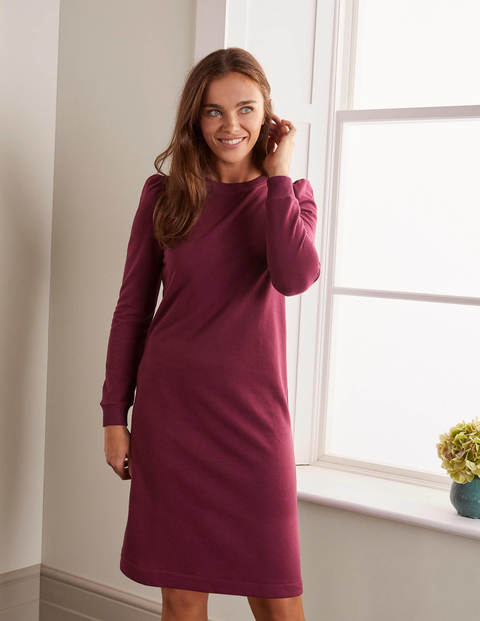 Sweatshirt-Kleid mit Puffärmeln - Rubinrot Sweatshirt-Kleid mit Puffärmeln - Rubinrot