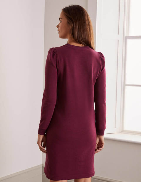 Sweatshirt-Kleid mit Puffärmeln - Rubinrot Sweatshirt-Kleid mit Puffärmeln - Rubinrot
