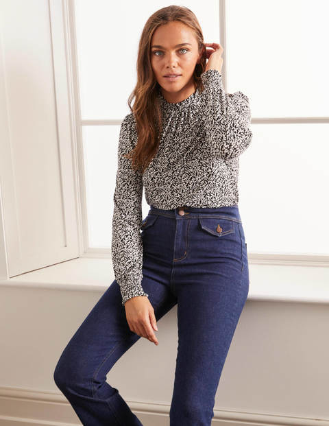 Victoria Jersey Top - Black/Ivory, Budding Vine Victoria Jersey Top - Black/Ivory, Budding Vine