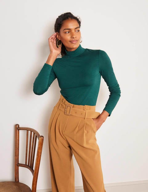 Evie Jersey Polo Neck Top - Deep Forest Evie Jersey Polo Neck Top - Deep Forest