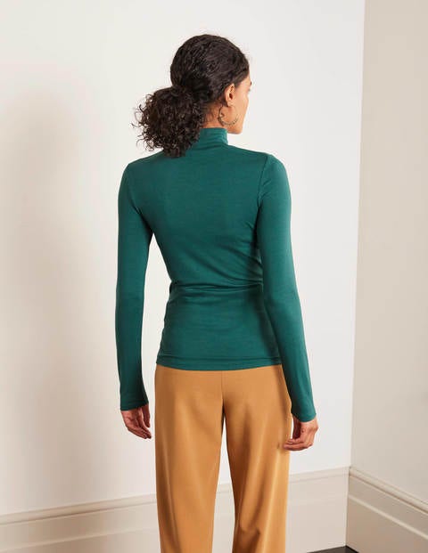 Evie Jersey Polo Neck Top - Deep Forest Evie Jersey Polo Neck Top - Deep Forest