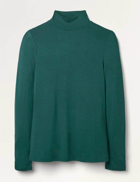 Evie Jersey Polo Neck Top - Deep Forest Evie Jersey Polo Neck Top - Deep Forest