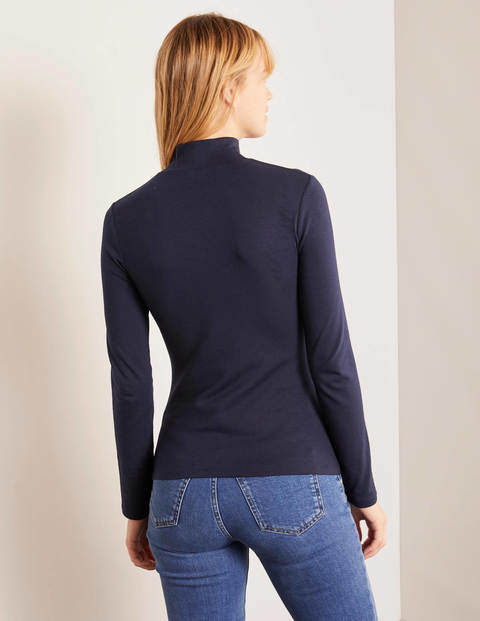 Evie Jersey Polo Neck Top - Navy Evie Jersey Polo Neck Top - Navy